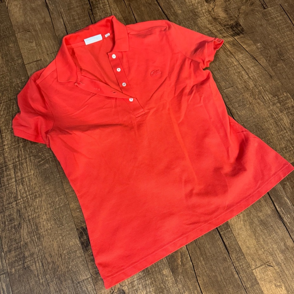 Lacoste Orange Button Down Polo Shirt